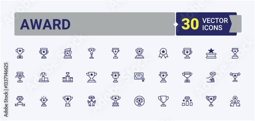 Award simple icon. Featuring champ, competition, medal, championship and more. Trophy icon set. Flat icons. Solid line editable stroke. Vector line and solid icons.