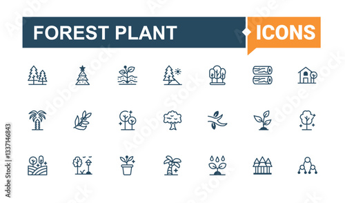 Forest Plant modern icon. Contains related to ecology, green, garden, evergreen, plant and more. Tree icon pack. Minimalist icons. Solid line editable stroke. Vector collection.