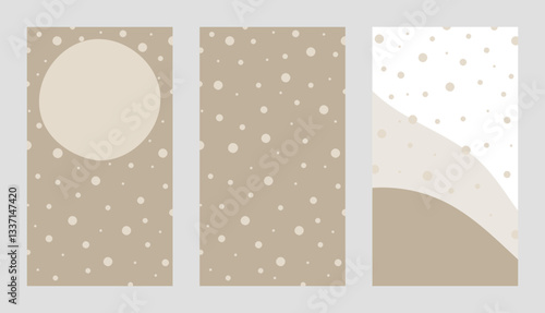 Set von Vektorgraphiken mit Punkten in Sandfarben. Freier Platz für Text. Vorlage für Social Media Posts, Werbung m Einladungen und Grüße.