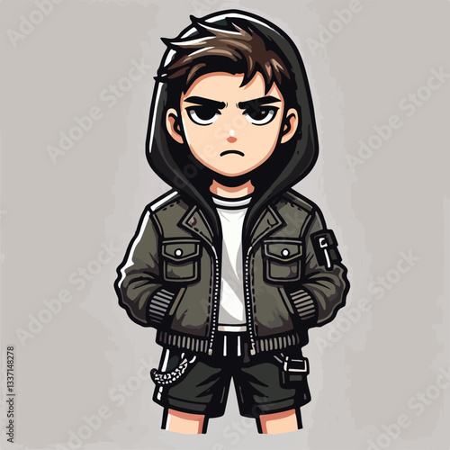 cool and cynical male character vector