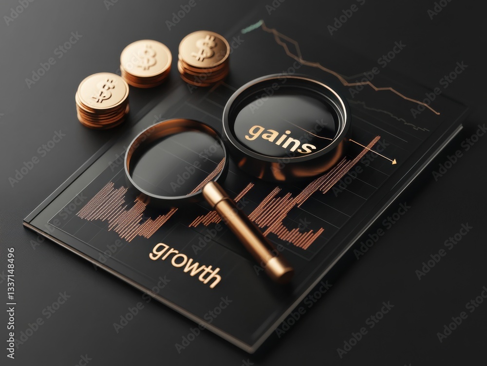 Gold investment stock market diagram concept on 3D background Gold investment stock market diagram concept on 3D background