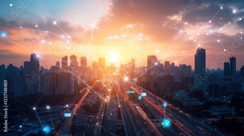 Wallpaper Mural Cityscape network sunset connection digital Torontodigital.ca