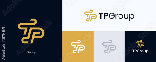 Letter TP logo design, Creative simple modern icon PT with monoline monogram style, Premium vector symbol TP, Initial PT for identity logo, Usable for technology, Architecture or other business.