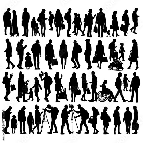 silhouette people go set