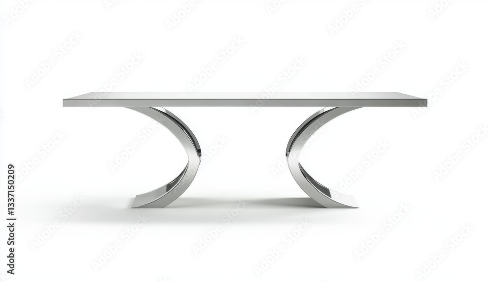 Sleek modern rectangular dining table with elegant curved legs Sleek modern rectangular dining table with elegant curved legs