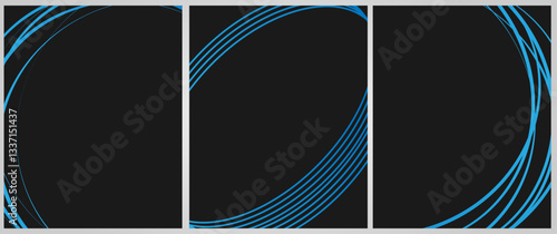 Cover background set | Frame design with multi side texture effect | Abstract creative premium vector background for flyer, decoration, greeting, card, brochure with black background  color