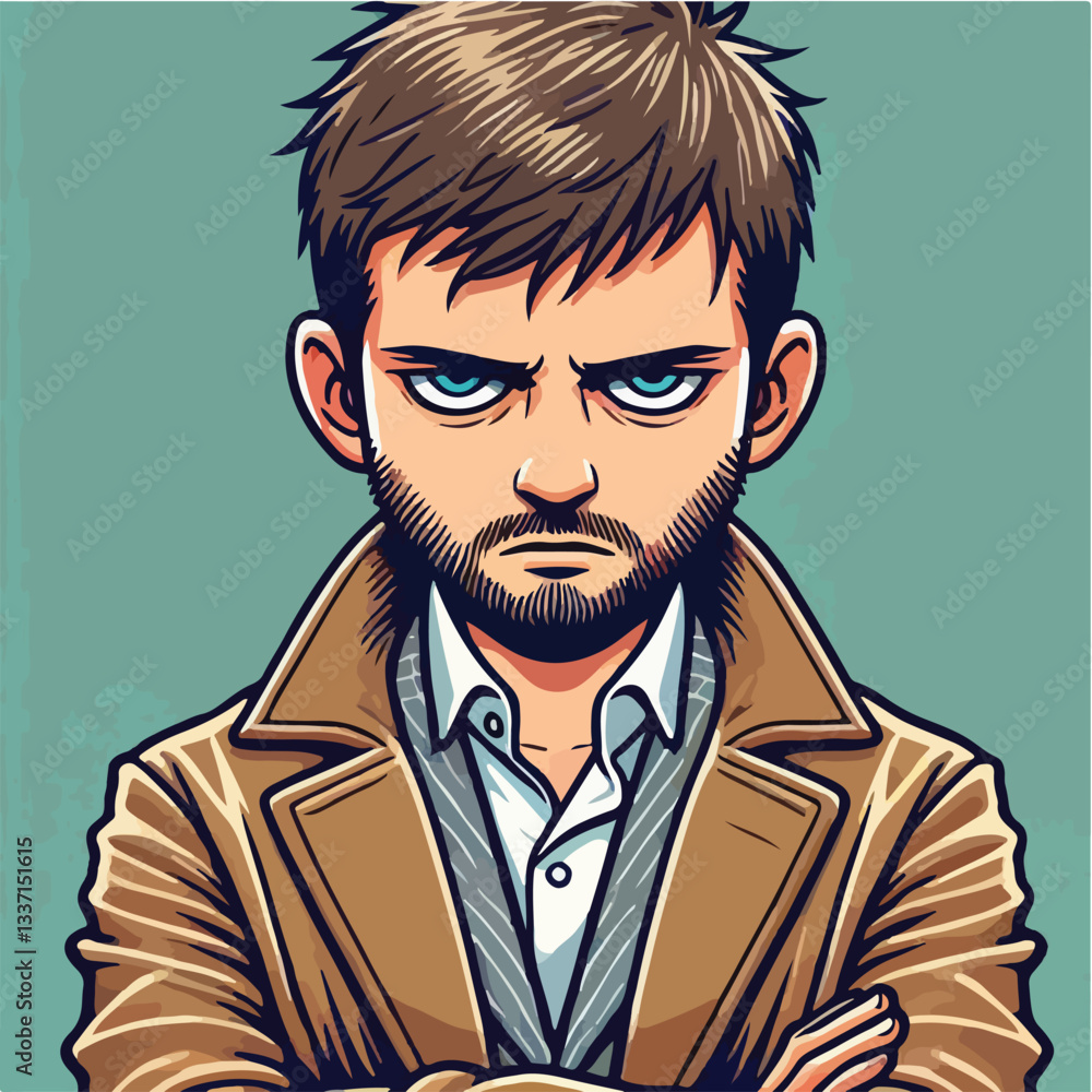 cool and cynical male character vector cool and cynical male character vector