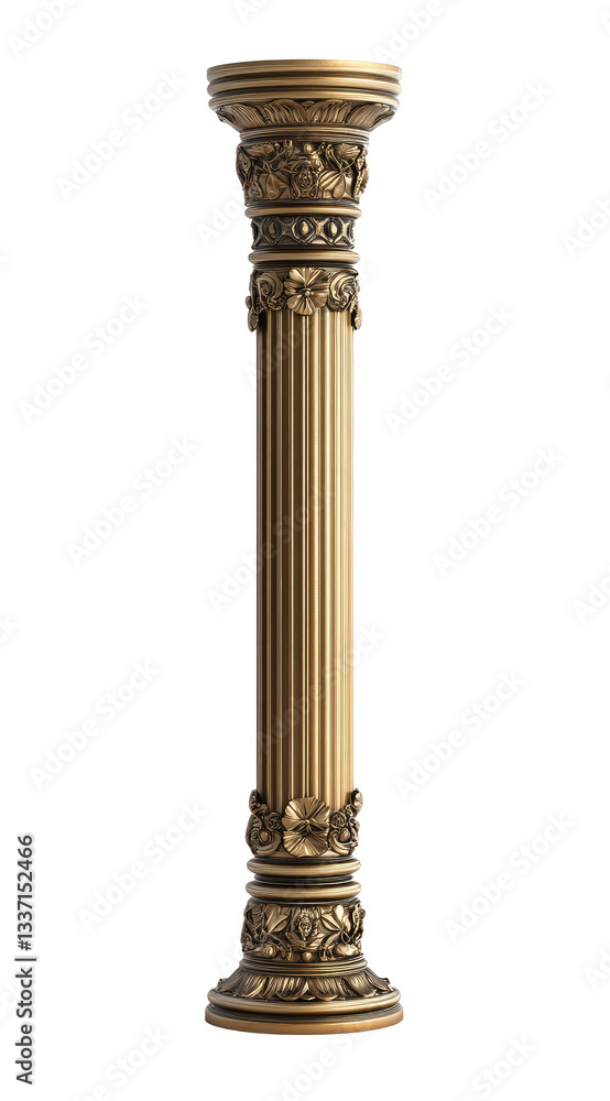 Fototapeta premium Exquisite Antique Column Isolated on Transparent background Ideal for Architectural and Design Inspirations