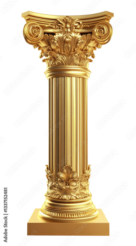 Isolated Antique Golden Column on Transparent background, Perfect for Classic Architecture or Elegant Interior Design Themes Isolated Antique Golden Column on Transparent background, Perfect for Classic Architecture or Elegant Interior Design Themes