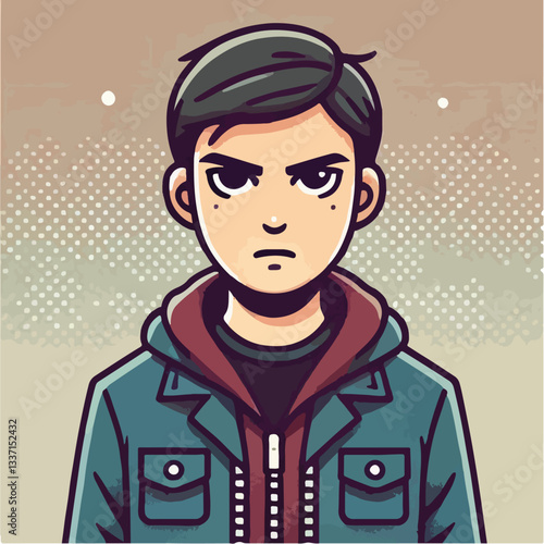 cool and cynical male character vector