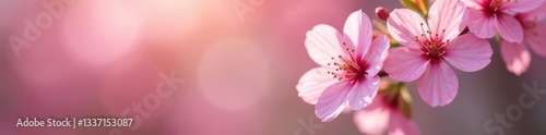 Delicate pink blossoms, soft spring light, blurred background, nature, texture