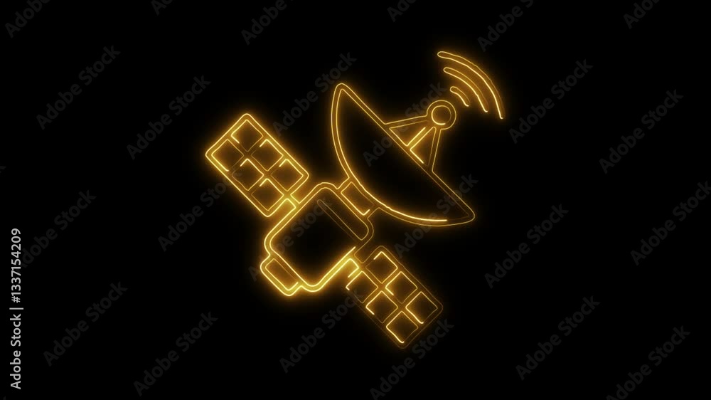 Glowing neon Telecommunication icon isolated on black background. HD Video motion graphic animation Glowing neon Telecommunication icon isolated on black background. HD Video motion graphic animation