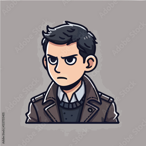 cool and cynical male character vector