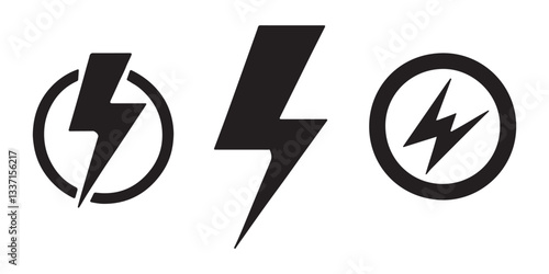 Lightning bolt vector icon set electricity power energy thunder symbol illustration design graphic element logo sign