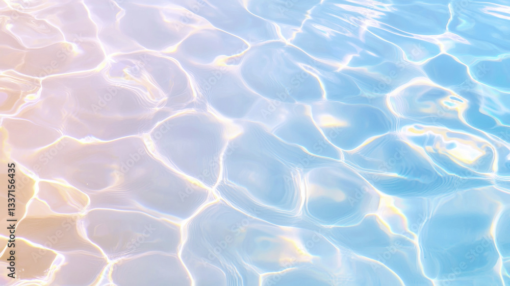 Fototapeta premium Soft blue water ripples create serene and calming atmosphere, reflecting light beautifully
