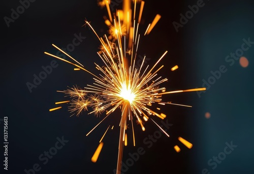 Wallpaper Mural Close-up of a burning Bengal fire sparkler, emitting bright sparks, photo, new year Torontodigital.ca