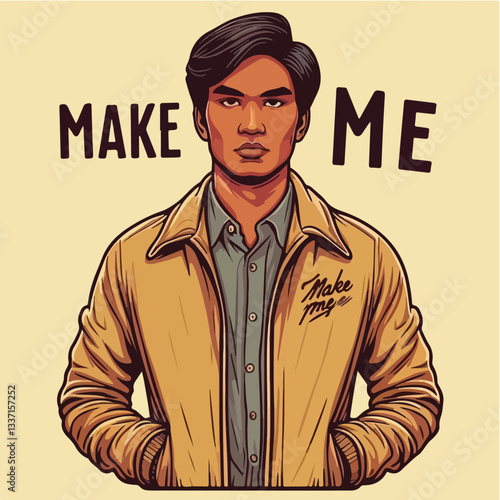 cool and cynical male character vector