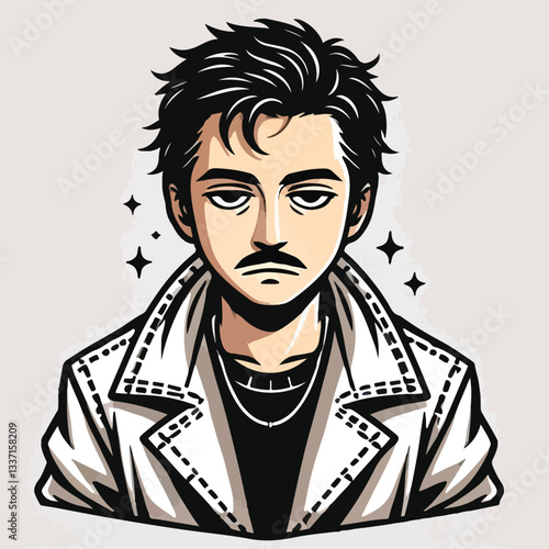 cool and cynical male character vector