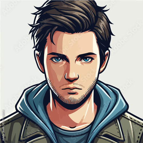 cool and cynical male character vector