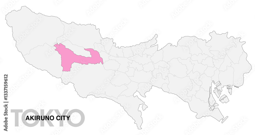 Obraz premium 東京都あきる野市の位置地図 境界線有_1