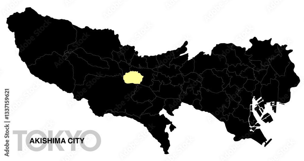 Obraz premium 東京都昭島市の位置地図 境界線有_2