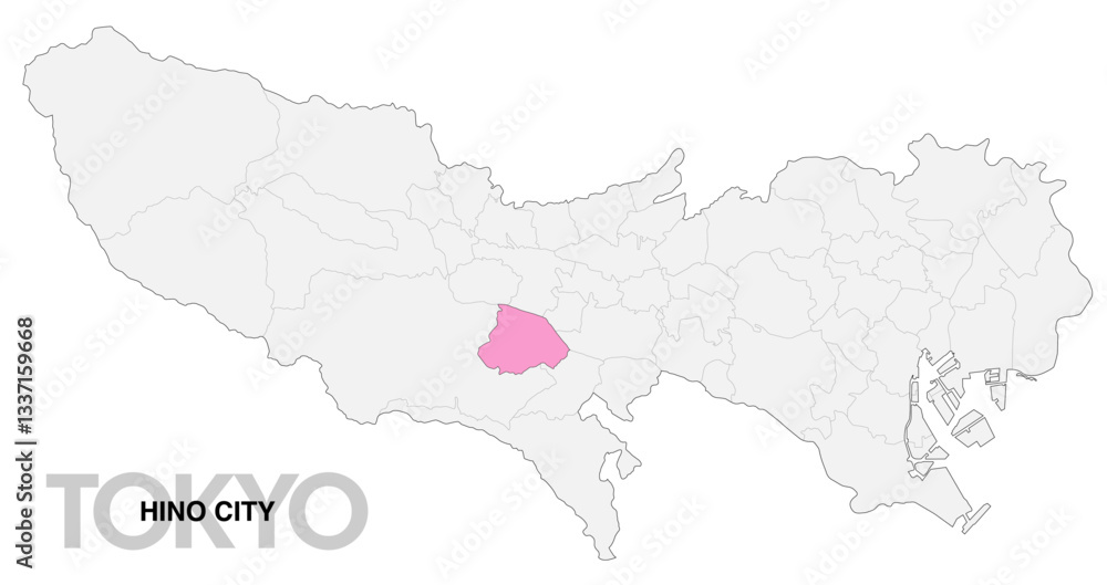 Fototapeta premium 東京都日野市の位置地図 境界線有_1