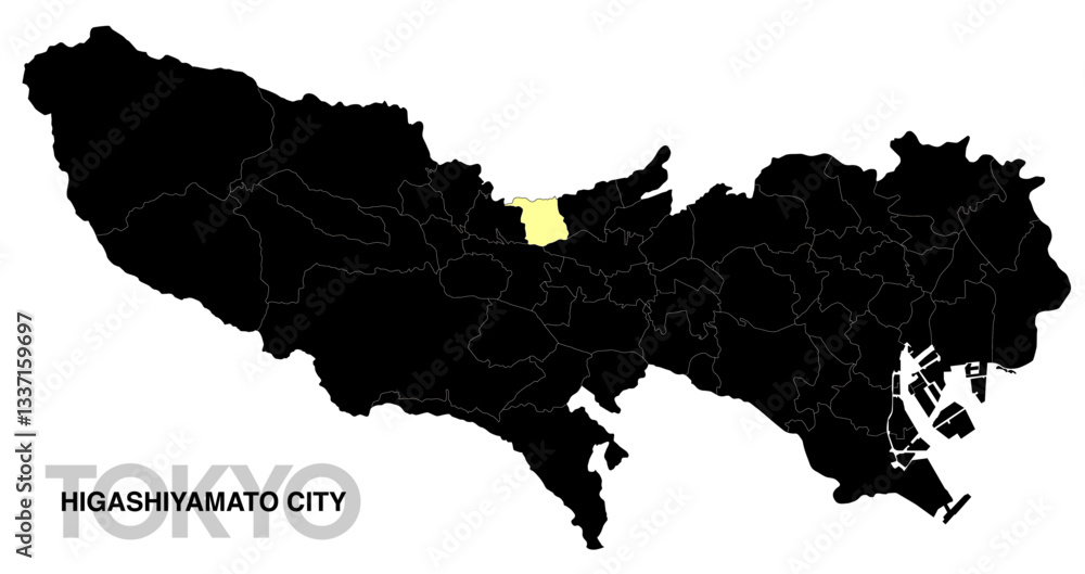 Obraz premium 東京都東大和市の位置地図 境界線有_2