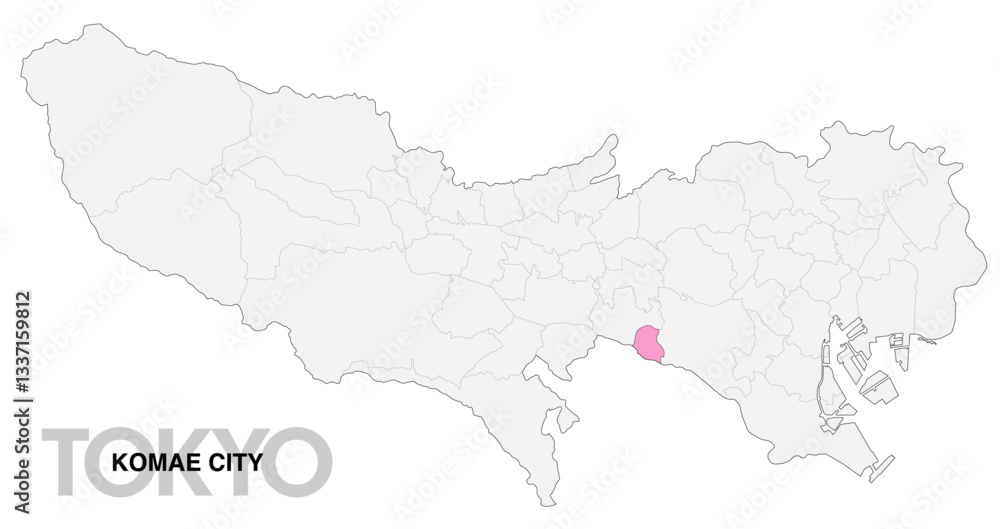 Fototapeta premium 東京都狛江市の位置地図 境界線有_1
