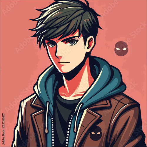 cool and cynical male character vector