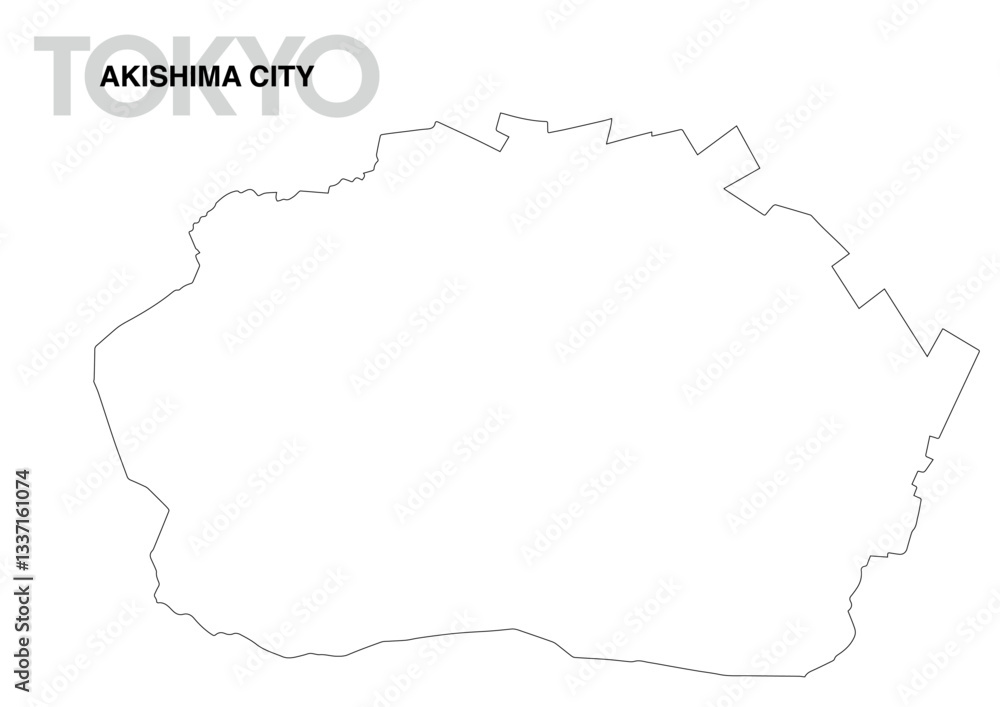 東京都昭島市の白地図 東京都昭島市の白地図