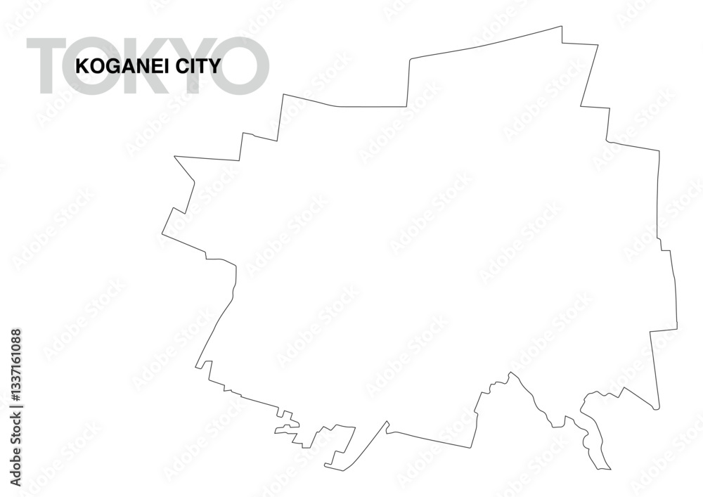 Obraz premium 東京都小金井市の白地図
