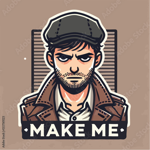 cool and cynical male character vector