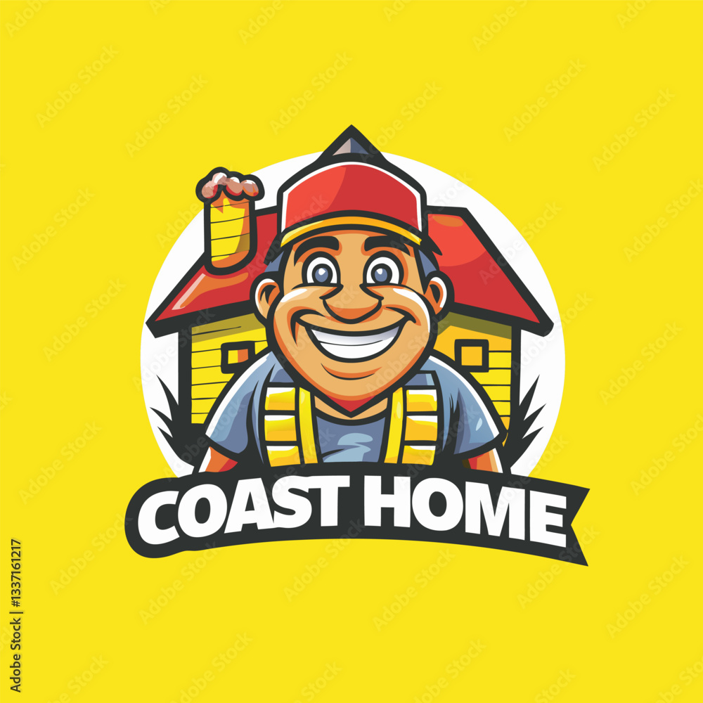 Coast Home Vector Character Cartoon Illustration with Friendly Animal Mascot Coast Home Vector Character Cartoon Illustration with Friendly Animal Mascot
