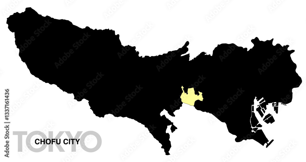 Obraz premium 東京都調布市の位置地図 境界線無_2