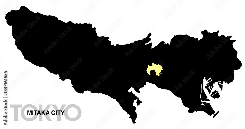 Obraz premium 東京都三鷹市の位置地図 境界線無_2