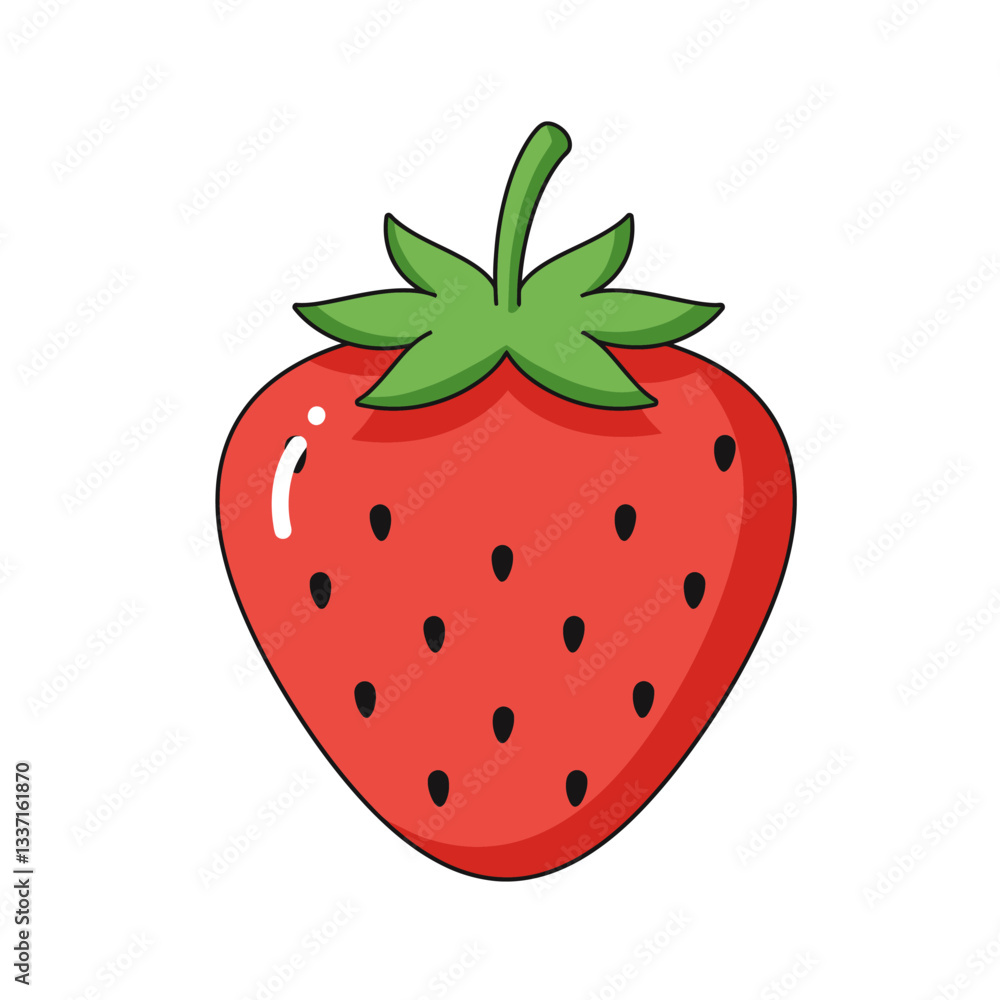 Obraz premium Flat Color Vector Set of Fresh Fruits and Vegetables on White Background