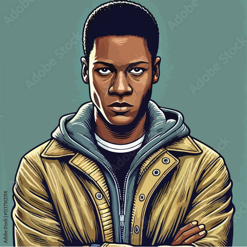 cool and cynical male character vector