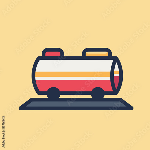 Colorful fuel tank illustration on wheels for transportation and energy concept