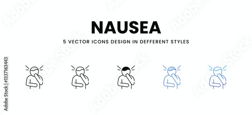 Nausea vector icons set stock illustration