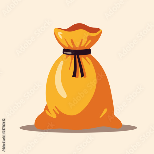 Bright yellow sack illustration for storage and packaging concept