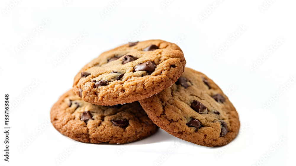 A stack of chocolate chip cookies with a few pieces of chocolate chips on top. The cookies are piled on top of each other, creating a visually appealing and delicious treat A stack of chocolate chip cookies with a few pieces of chocolate chips on top. The cookies are piled on top of each other, creating a visually appealing and delicious treat