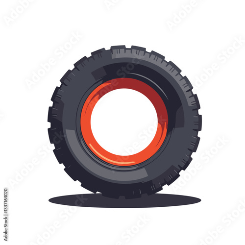 Black tire with red rim illustration with copy space
