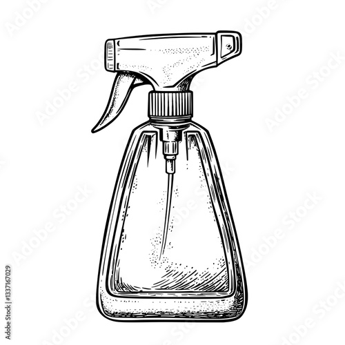 Elegant engraved illustration of a vintage spray bottle design ideal for tattoos and artistic expression