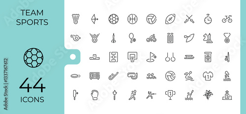 Sports line icon. Included activity, fit, game, fitness, gym, exercise and more. Web icons. Competition icon collection. Editable stroke. Vector illustration.