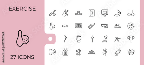 Sports line icon. Included activity, fit, game, fitness, gym, exercise and more. Web icons. Competition icon collection. Editable stroke. Vector illustration.