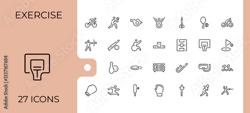 Sports line icon. Included activity, fit, game, fitness, gym, exercise and more. Web icons. Competition icon collection. Editable stroke. Vector illustration.