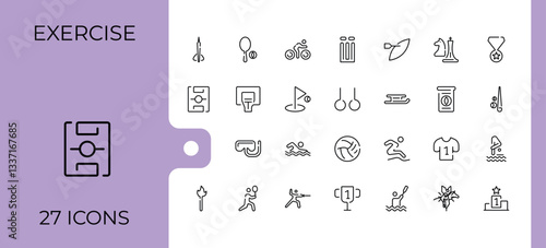 Sports line icon. Included activity, fit, game, fitness, gym, exercise and more. Web icons. Competition icon collection. Editable stroke. Vector illustration.