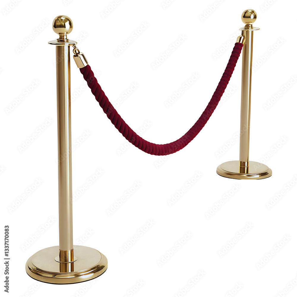 Elegant Gold Stanchions with Red Velvet Rope Barrier for VIP Events and Luxury Settings Elegant Gold Stanchions with Red Velvet Rope Barrier for VIP Events and Luxury Settings