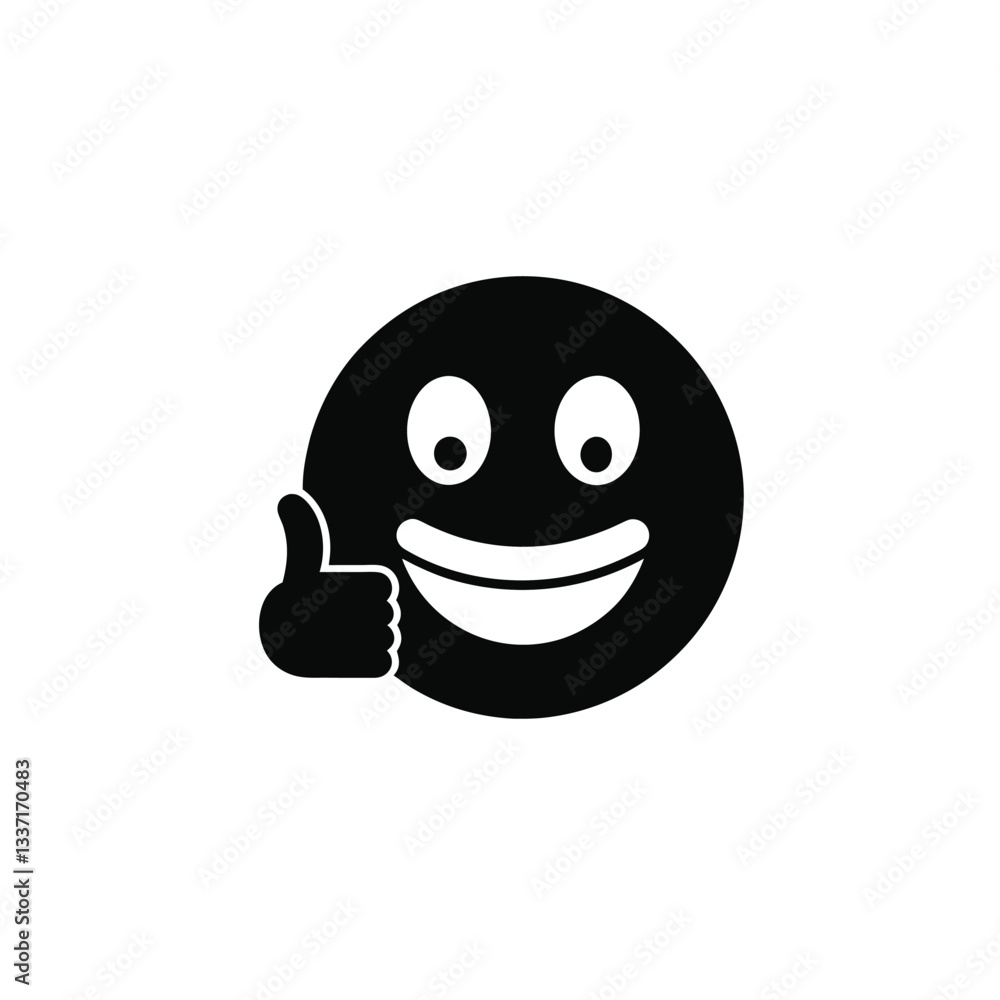 smiley face with a thumbs up gesture silhouette on white background smiley face with a thumbs up gesture silhouette on white background
