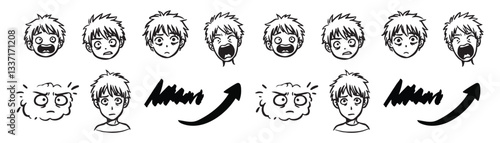 Set of black hand drawn anime manga doodle the set also offers scribble strokes and symbolic graphics in vector format, making them easy to customize and scale. These versatile doodles and sketch.